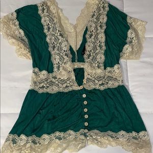 Lace kimono-like top